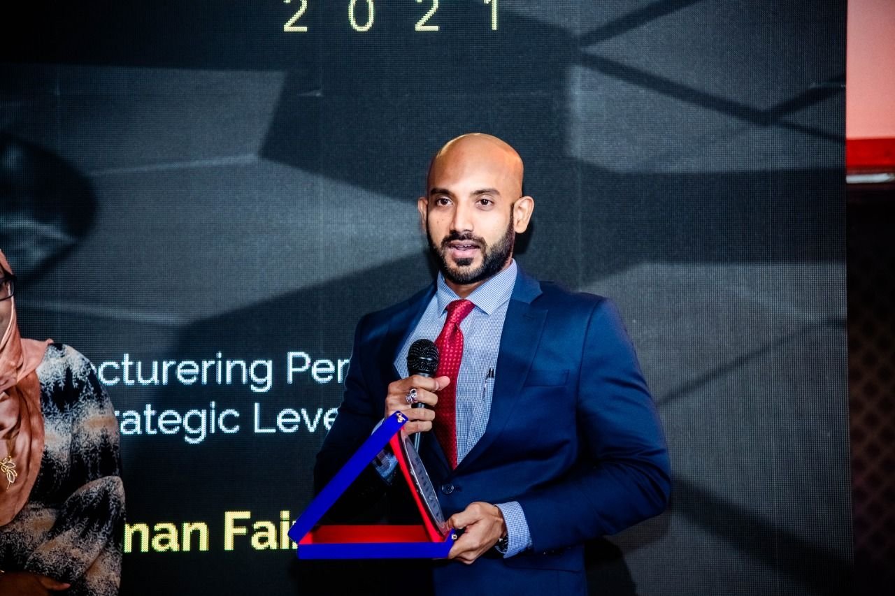 Salman Faiz receiving recognition at a professional accounting event in Sri Lanka
